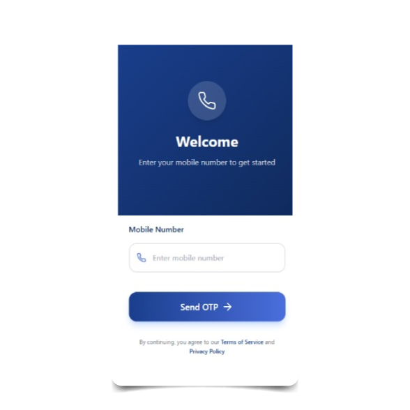 Vector Blink app login screen with email and OTP fields